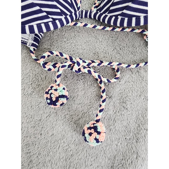 Victoria's Secret Bikini Top Womens 34B Blue White Pink The Fabulous Striped - Picture 3 of 8